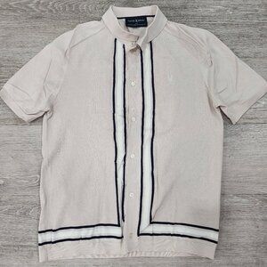 Psycho Bunny Knit Buttoned Cardigan Cotton Short Sleeve Pale Pink Men's M